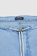 Drawstring Adjustable Mid Waist Straight Leg Jeans