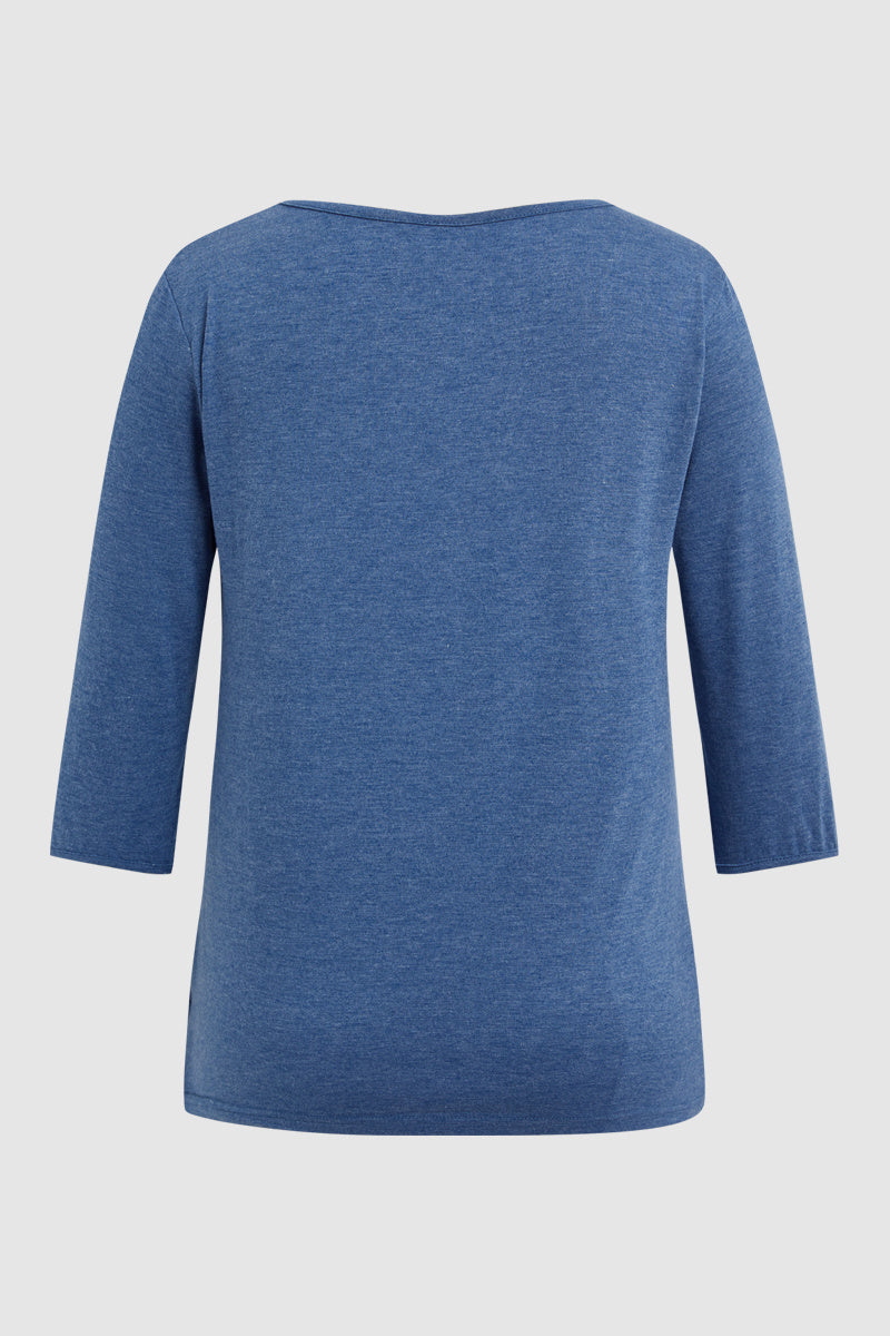 Solid Asymmetrical Wrap V Neck Half Sleeve T-Shirt