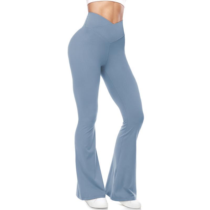 Womens Wide Leg Crossover High Waisted Yoga Pants Camo Bootcut Workout Flared Leggings Casual Pants Comfy Fall active wear gym