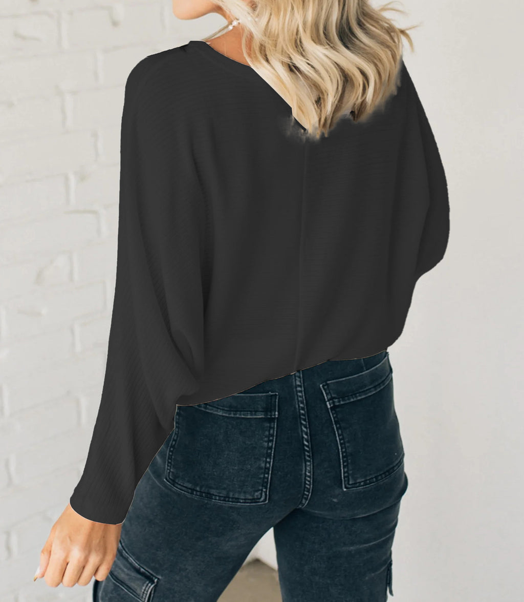 ✨Women's Ribbed Batwing Sleeve Top