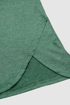 Button Front Scallop Hem Notched Neck Long Sleeve T-Shirt