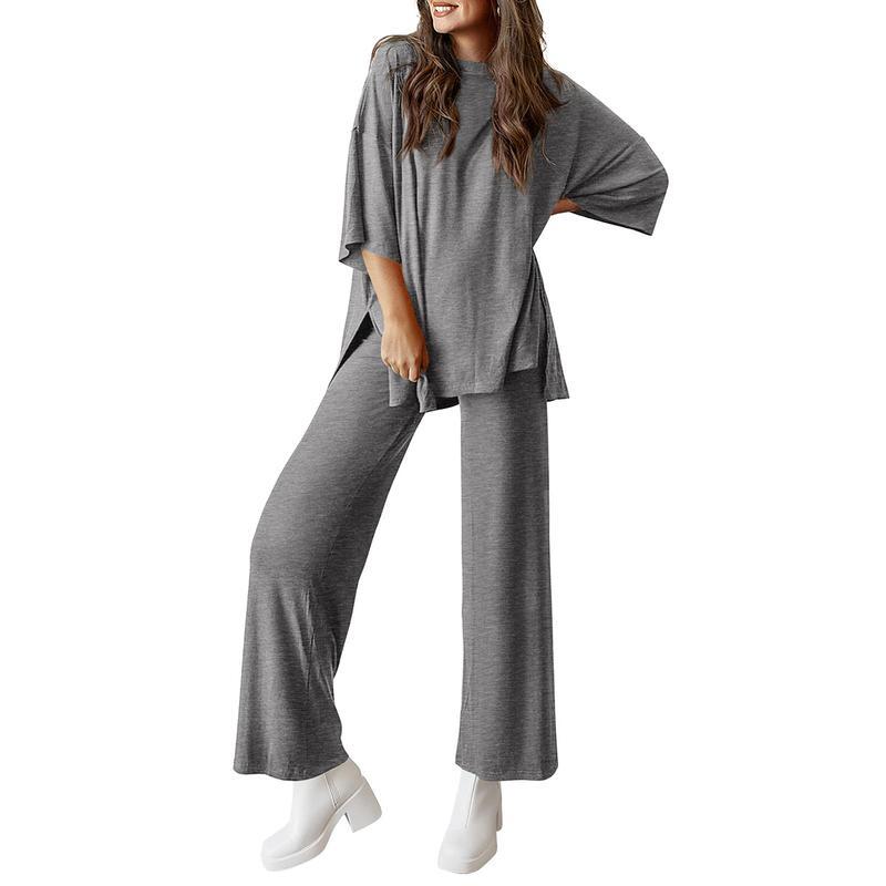 Women's Comfortable Pajamas, Two-Piece Home Wear, Wide-Leg Pants And Casual Soft Suits