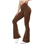 Womens Wide Leg Crossover High Waisted Yoga Pants Camo Bootcut Workout Flared Leggings Casual Pants Comfy Fall active wear gym