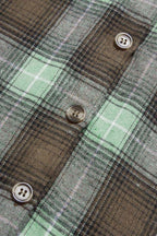 Plaid Pattern Flap Pocket Button Front Asymmetrical Hem Shirt