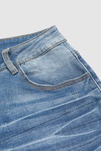 Wash High Waist Denim Bermuda Shorts Without Belt