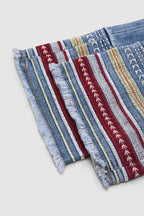 Raw Hem Embroidery Mid Waist Straight Leg Crop Jeans