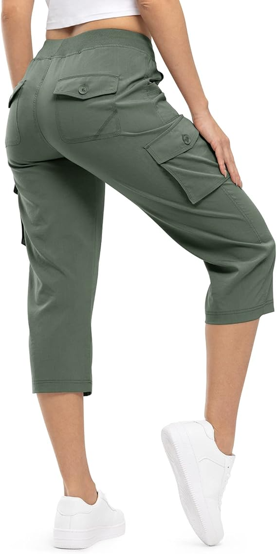 Women’s Cargo Capri Lightweight Quick Dry Hiking Shorts with 6 Pockets