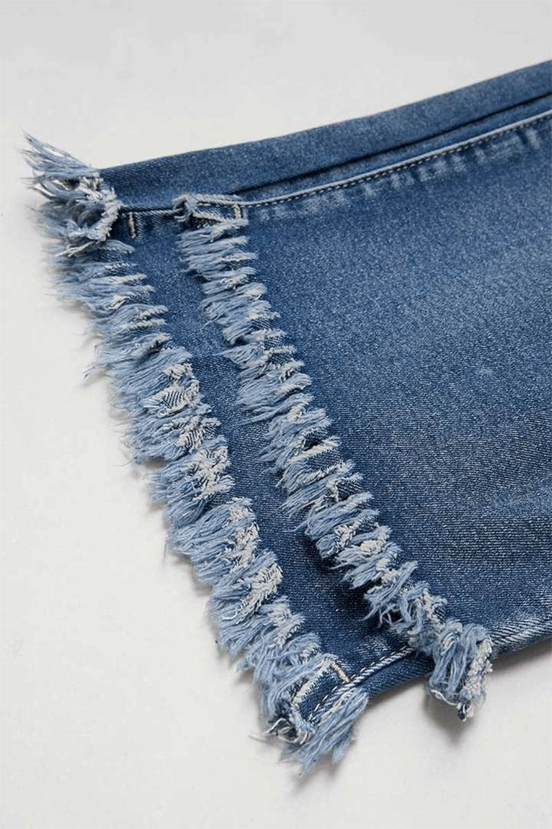 Wash Raw Hem Ripped Mid Rise Crop Barrel Leg Jeans