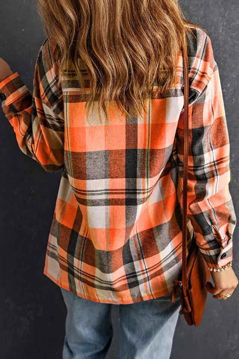 Plaid Pattern Patch Pocket Button Front Shirt