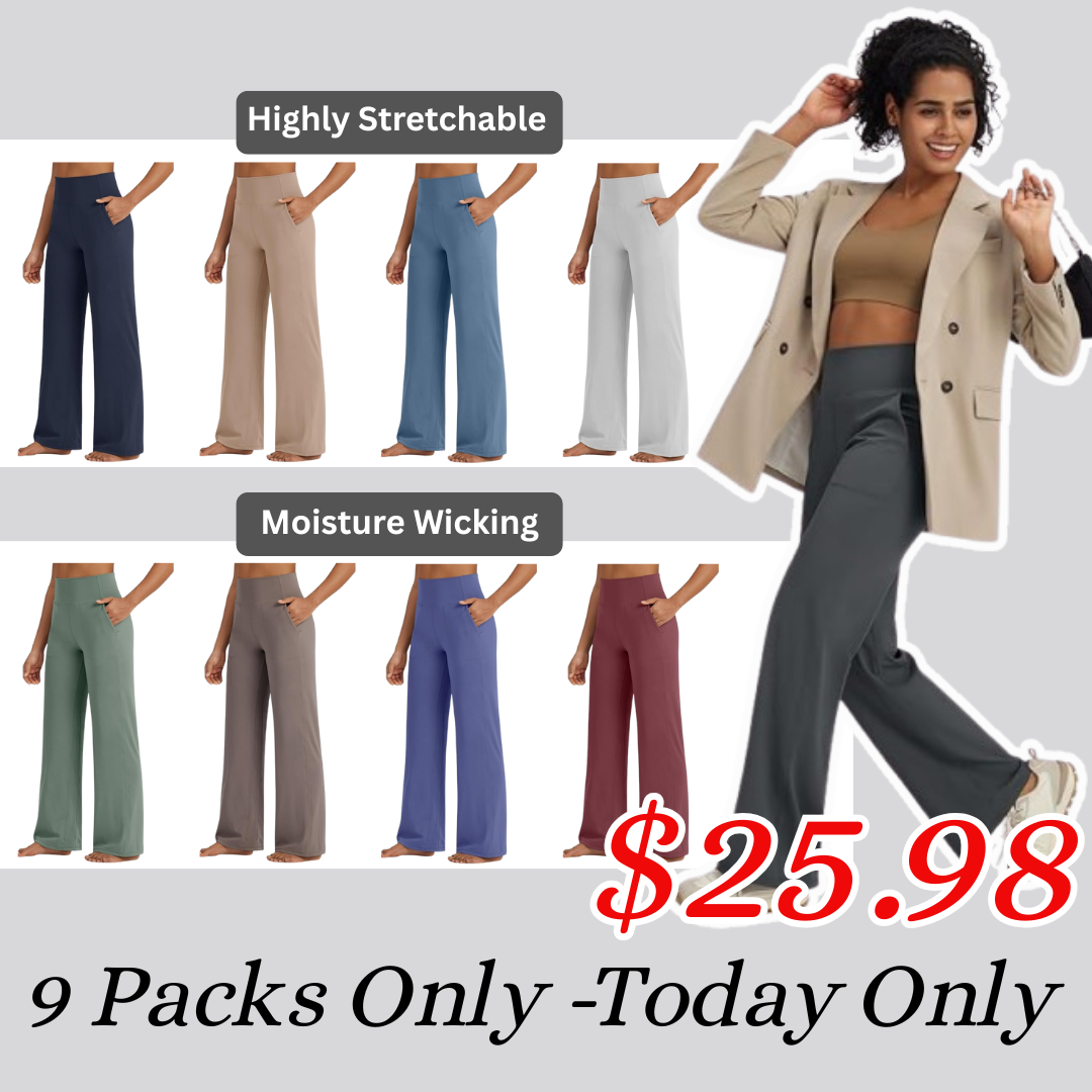 🎄Christmas Sale🔥 -High Stretch Yoga Pants Women Soft High Waisted Casual Wide Leg Pants with Pockets