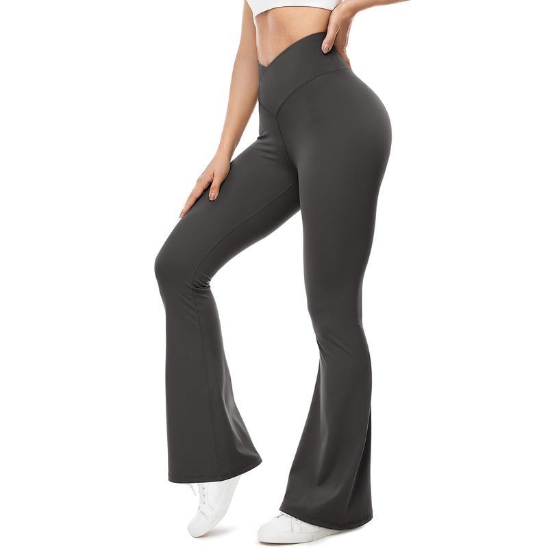 Womens Wide Leg Crossover High Waisted Yoga Pants Camo Bootcut Workout Flared Leggings Casual Pants Comfy Fall active wear gym