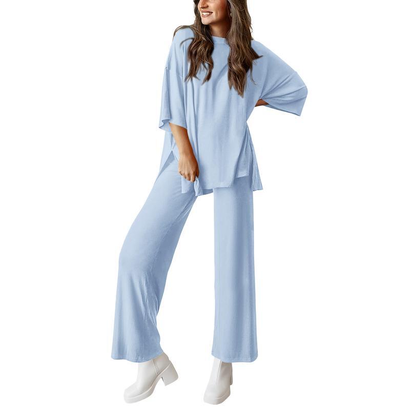 Women's Comfortable Pajamas, Two-Piece Home Wear, Wide-Leg Pants And Casual Soft Suits