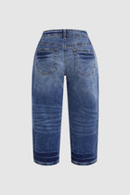 Wash Mid Rise Straight Leg Capri Jeans