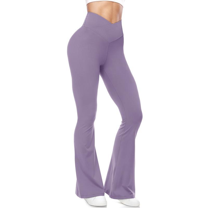 Womens Wide Leg Crossover High Waisted Yoga Pants Camo Bootcut Workout Flared Leggings Casual Pants Comfy Fall active wear gym