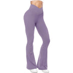 Womens Wide Leg Crossover High Waisted Yoga Pants Camo Bootcut Workout Flared Leggings Casual Pants Comfy Fall active wear gym