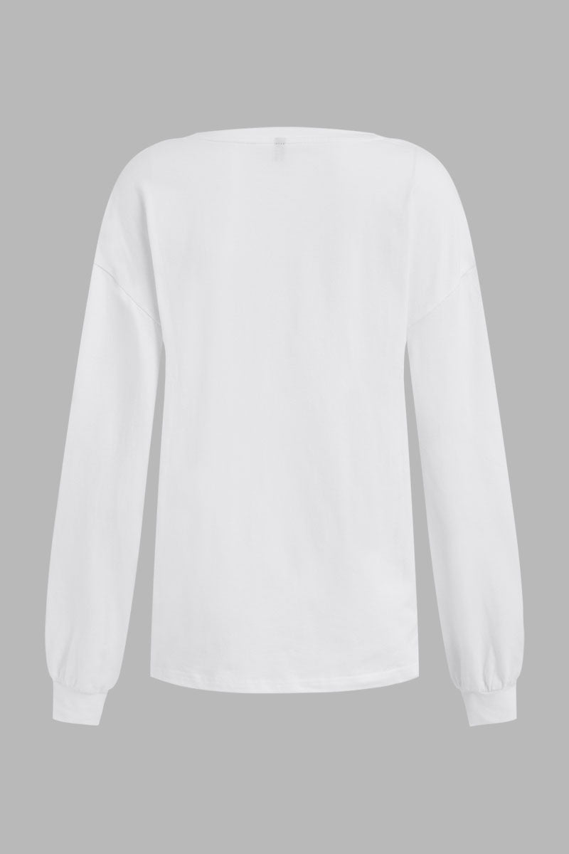 Solid Split Pocket Front V Neck Gathered Sleeve T-Shirt