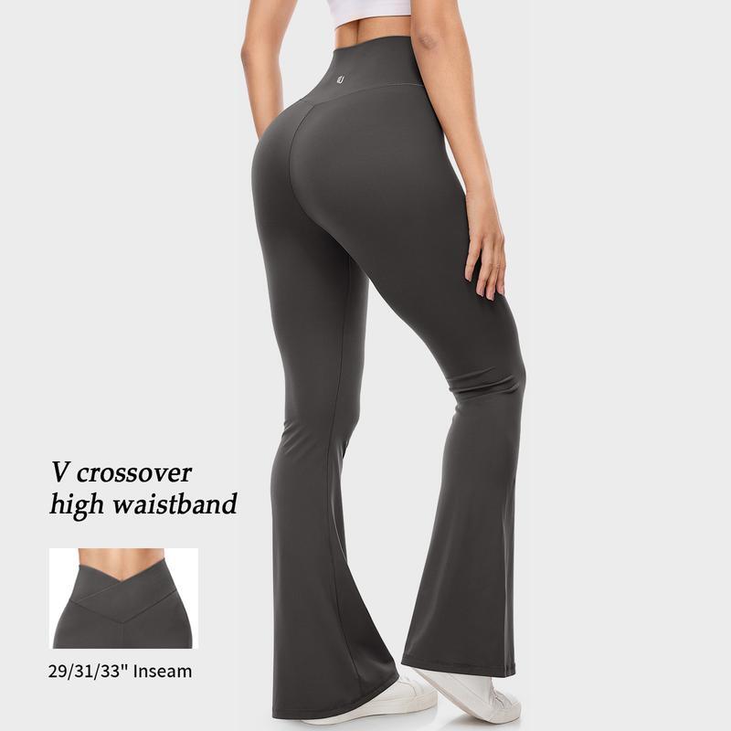 Womens Wide Leg Crossover High Waisted Yoga Pants Camo Bootcut Workout Flared Leggings Casual Pants Comfy Fall active wear gym