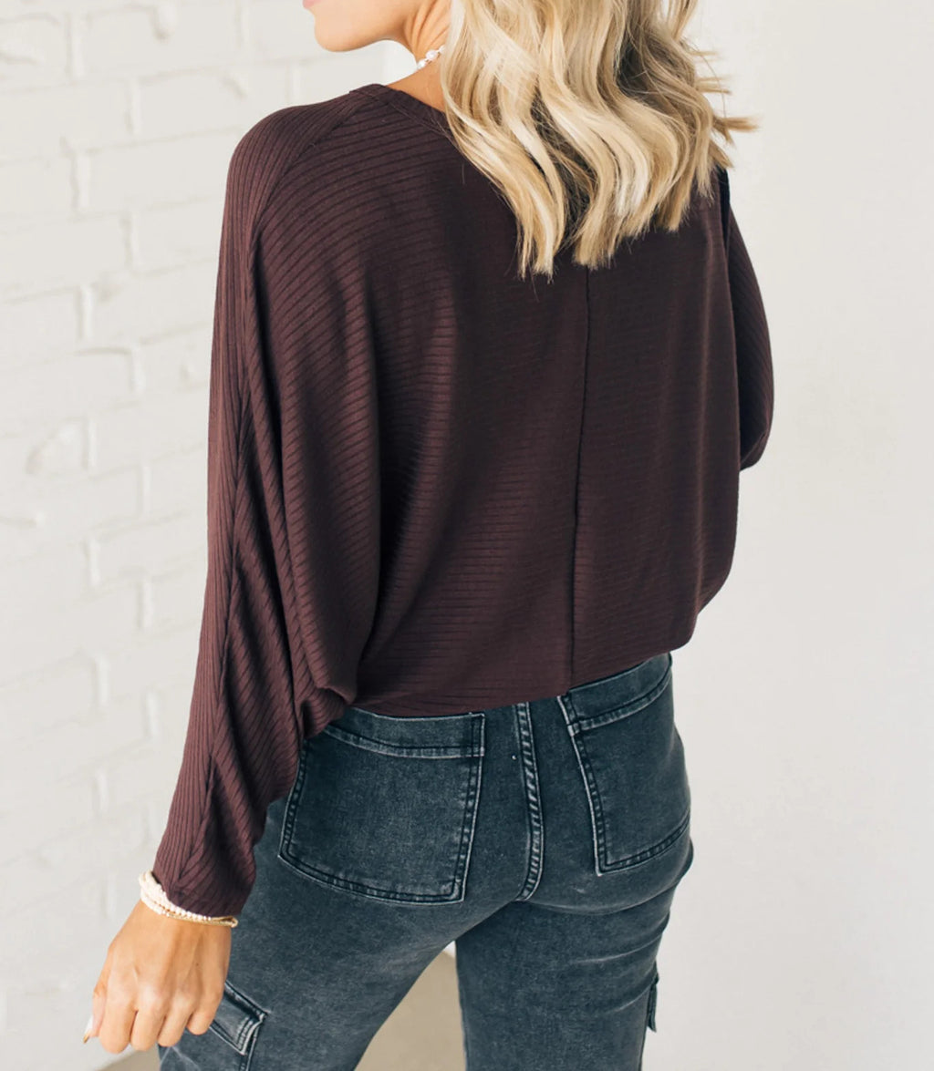 ✨Women's Ribbed Batwing Sleeve Top