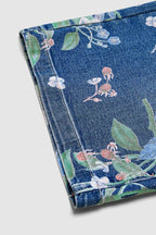 Allover Floral Print Patch Pocket High Rise Straight Leg Capri Jeans