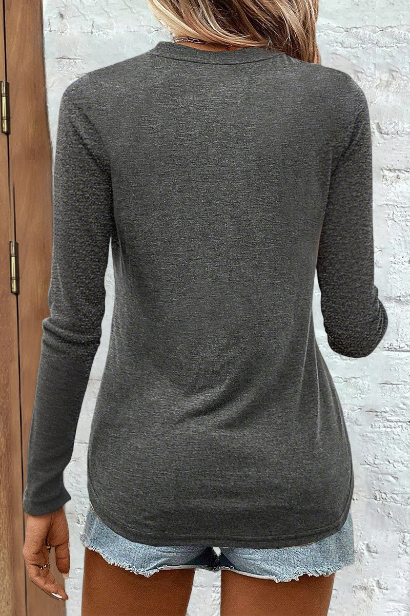 Floral Print Round Neck Long Sleeve T-Shirt