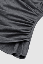 Solid Wrap Ruched V Neck Long Sleeve T-Shirt