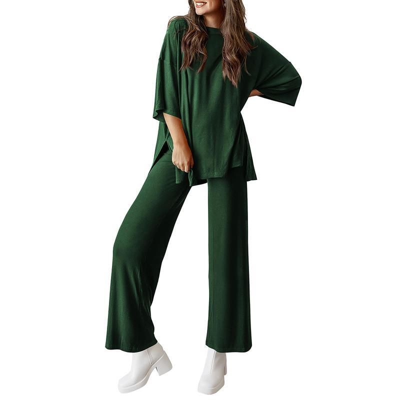 Women's Comfortable Pajamas, Two-Piece Home Wear, Wide-Leg Pants And Casual Soft Suits