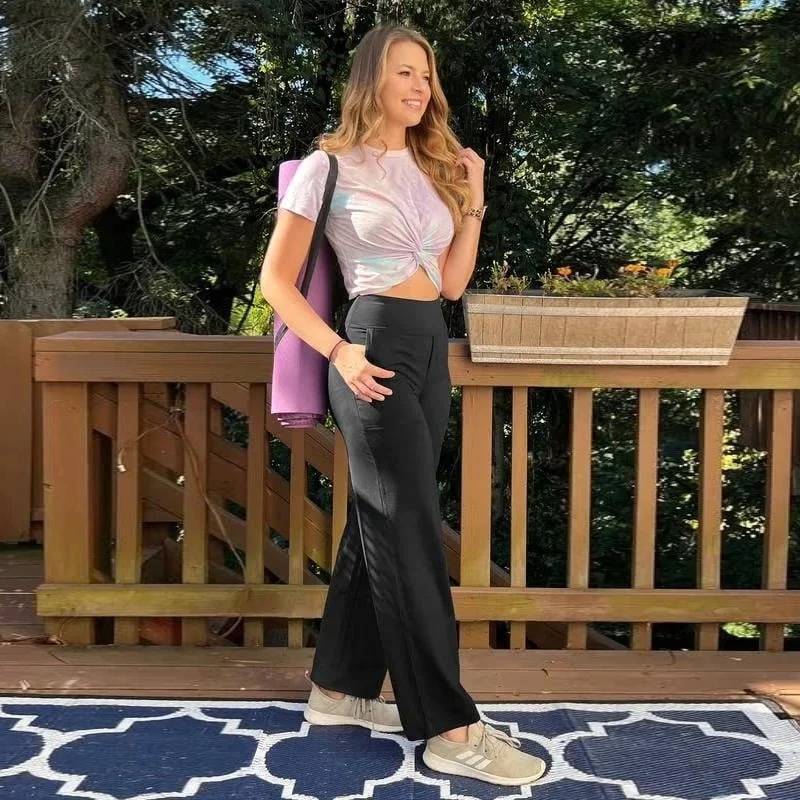 🎄Christmas Sale🔥Women’s High-Waist Wide Leg Pants – Business Casual Yoga Dress Pants with Pockets