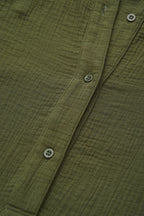 Solid Button Front High Neck Long Sleeve Blouse