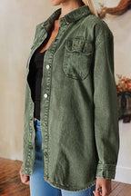 Wash Flap Pocket Button Up Shacket