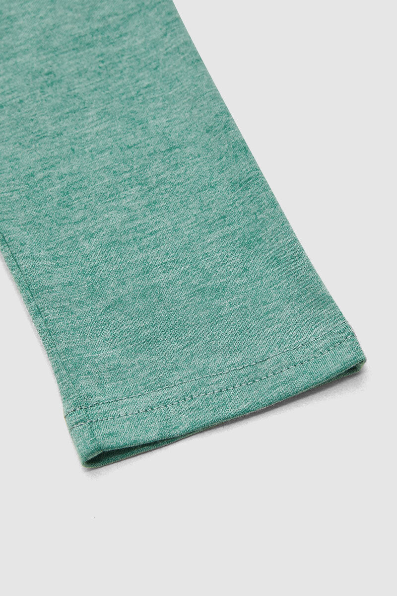 Solid Button Front Round Neck Long Sleeve T-Shirt