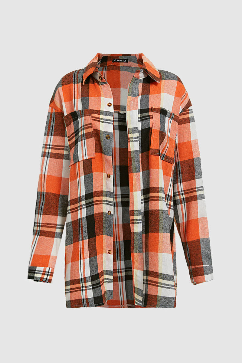 Plaid Pattern Patch Pocket Button Front Shirt