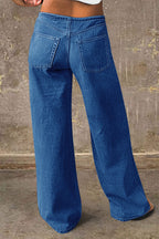 Drawstring Adjustable Mid Waist Straight Leg Jeans
