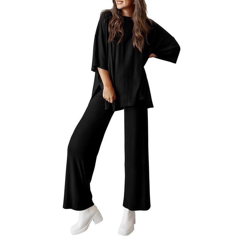 Women's Comfortable Pajamas, Two-Piece Home Wear, Wide-Leg Pants And Casual Soft Suits