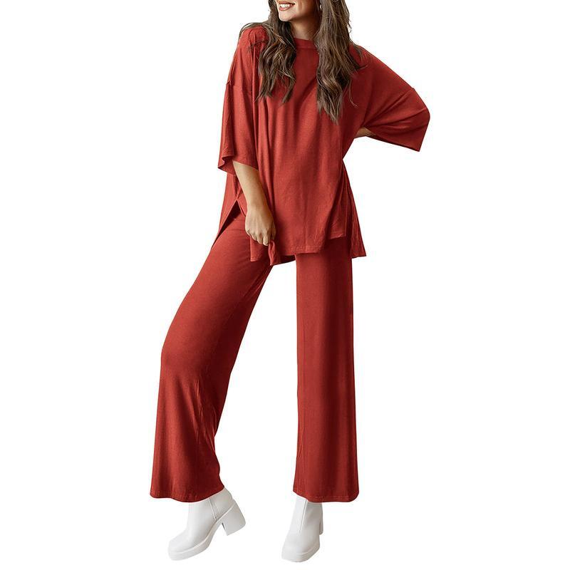 Women's Comfortable Pajamas, Two-Piece Home Wear, Wide-Leg Pants And Casual Soft Suits