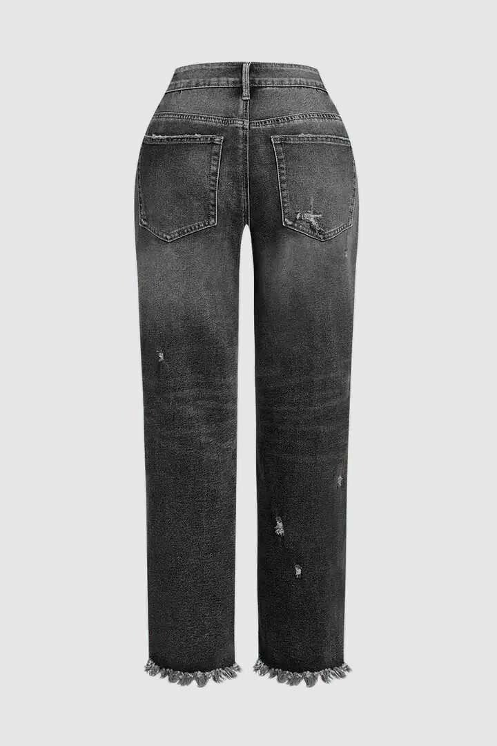 Wash Raw Hem Ripped Mid Rise Crop Barrel Leg Jeans