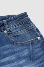 Wash Stitch Detail Drawstring Mid Rise Bermuda Shorts