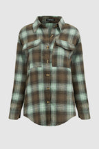 Plaid Pattern Flap Pocket Button Front Asymmetrical Hem Shirt