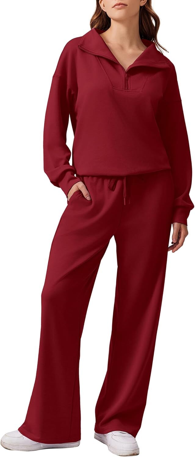 🎄 CHRISTMAS PROMOTION—2 Piece Sets for Women 2025 Winter Outfits Sweatsuit | Oversized Sweatshirt & Wide Leg Sweatpants | Matching Set Tracksuit