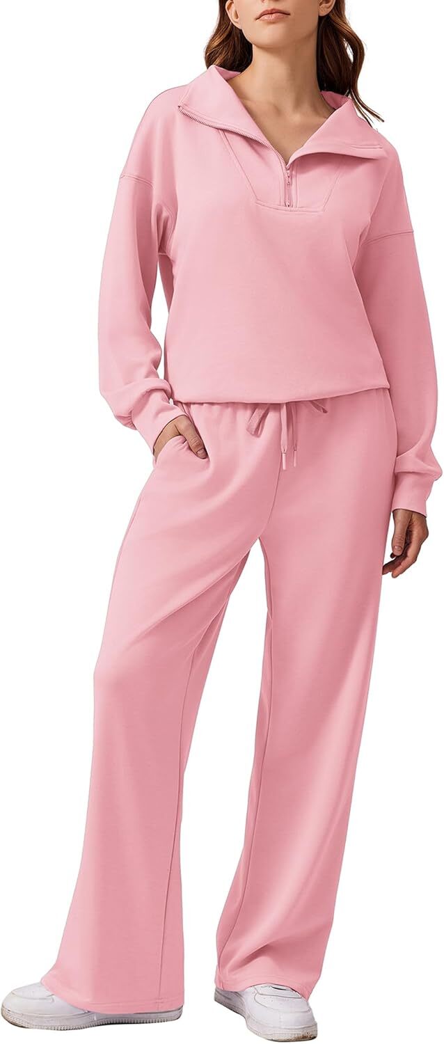 🎄 CHRISTMAS PROMOTION—2 Piece Sets for Women 2025 Winter Outfits Sweatsuit | Oversized Sweatshirt & Wide Leg Sweatpants | Matching Set Tracksuit