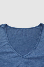 Solid Asymmetrical Wrap V Neck Half Sleeve T-Shirt