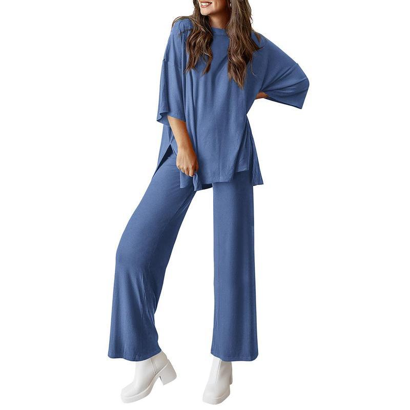 Women's Comfortable Pajamas, Two-Piece Home Wear, Wide-Leg Pants And Casual Soft Suits