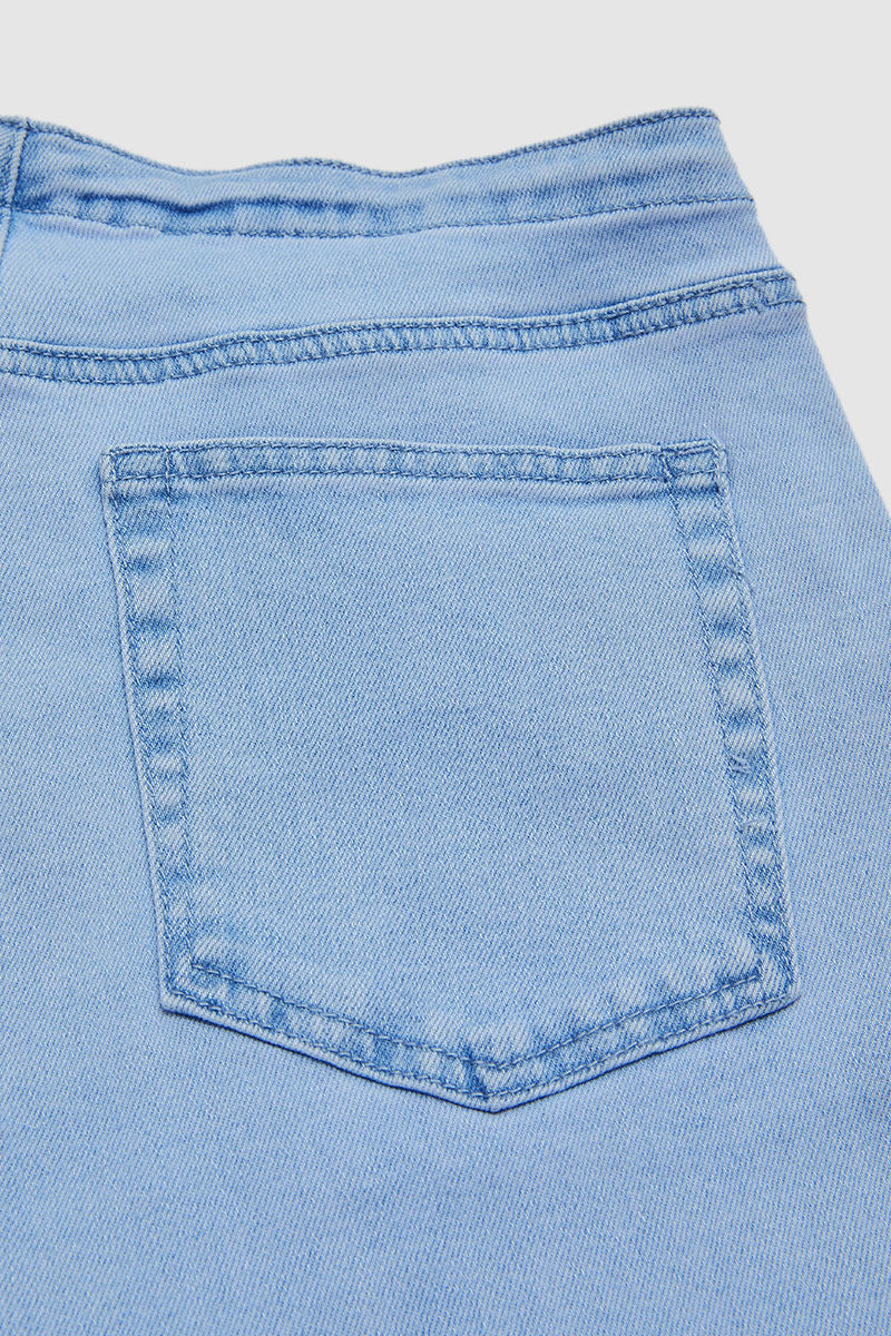 Drawstring Adjustable Mid Waist Straight Leg Jeans