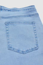 Drawstring Adjustable Mid Waist Straight Leg Jeans