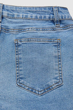 Wash Floral Embroidery Mid Rise Straight Leg Jeans