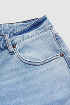 Wash Stretchy Mid Waist Straight Leg Jeans