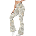 Womens Wide Leg Crossover High Waisted Yoga Pants Camo Bootcut Workout Flared Leggings Casual Pants Comfy Fall active wear gym