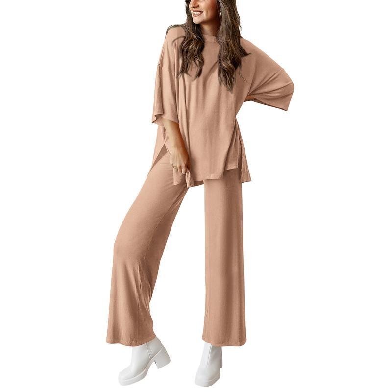 Women's Comfortable Pajamas, Two-Piece Home Wear, Wide-Leg Pants And Casual Soft Suits