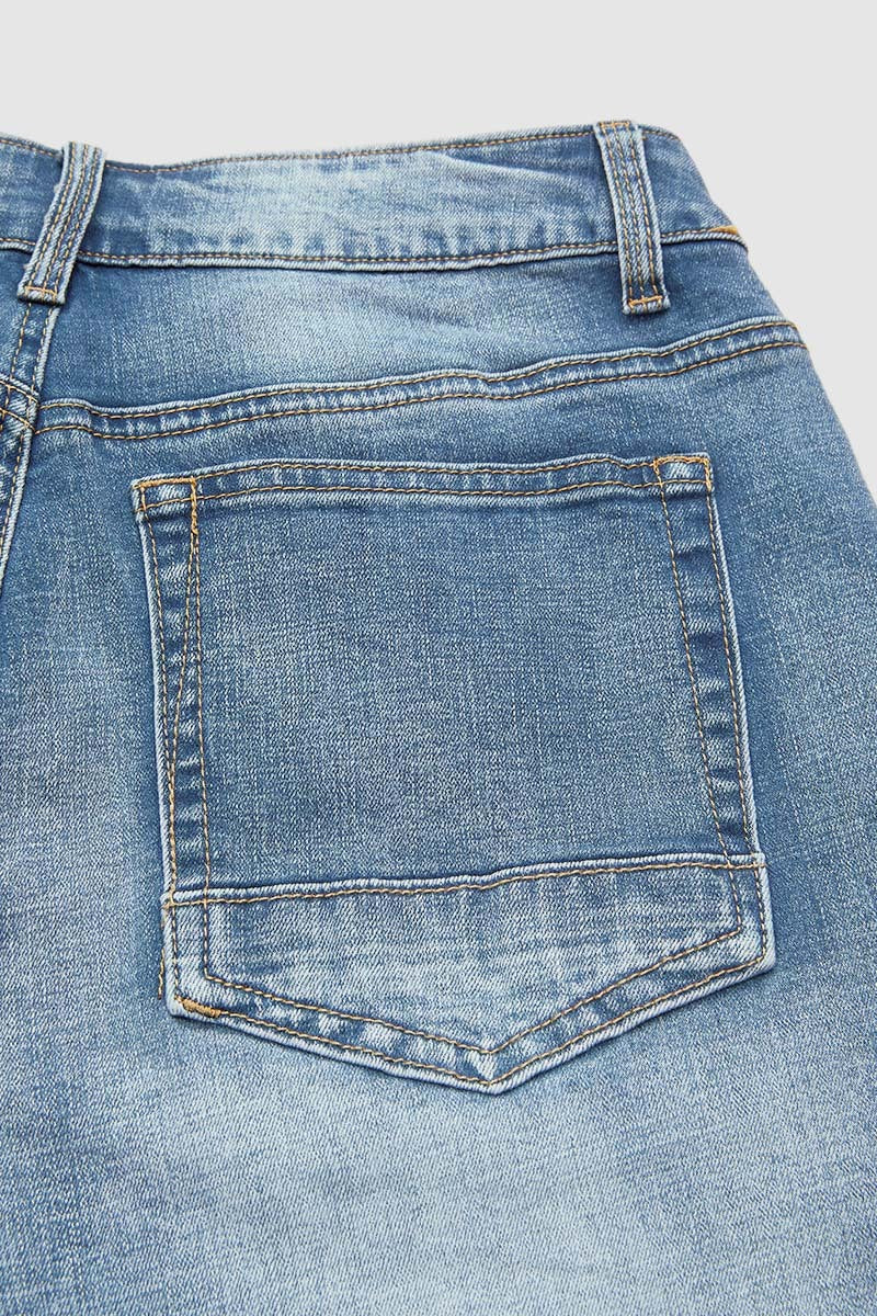 Wash High Waist Denim Bermuda Shorts Without Belt
