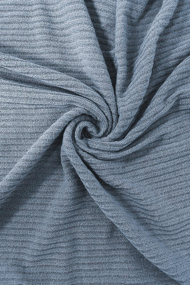 Solid Rib-Knit Half Button Long Sleeve T-Shirt