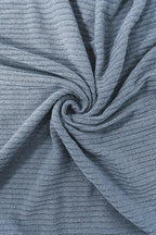 Solid Rib-Knit Half Button Long Sleeve T-Shirt